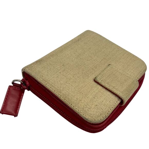 Prada Two Tone Wallet Purse in Canvas and Red Leather Mint Condition - Picture 7 of 16